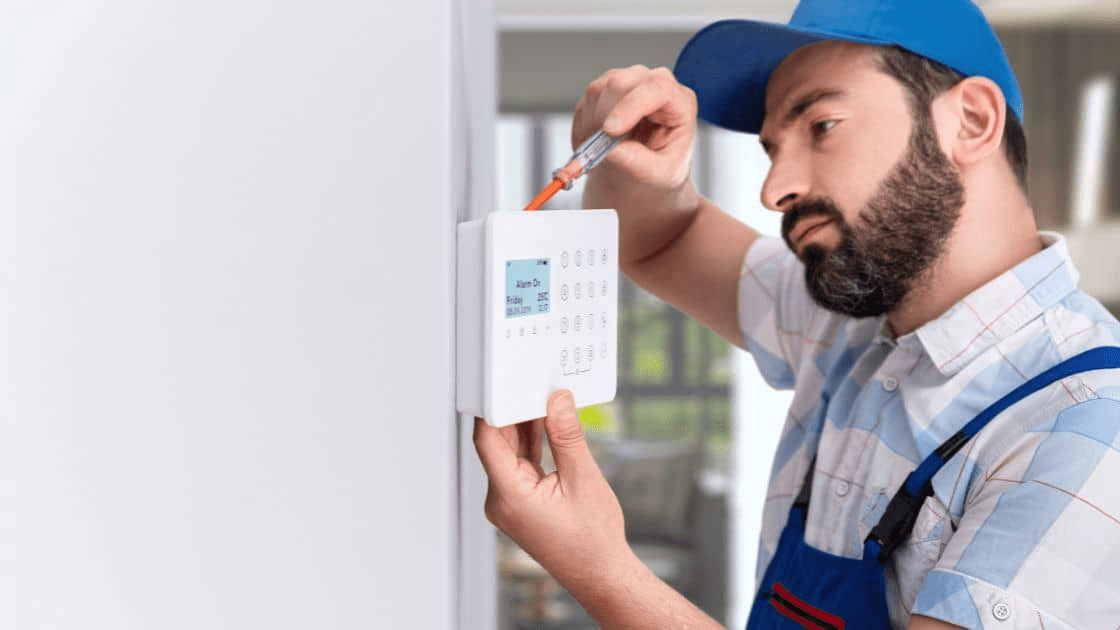 A home security system being installed in a new house due to moving houses